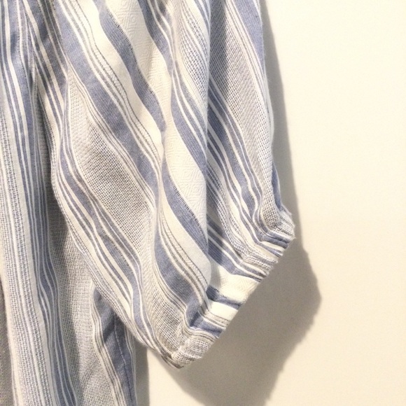 LOFT Peasant Top White Blue Stripe Size XS - Picture 2 of 9